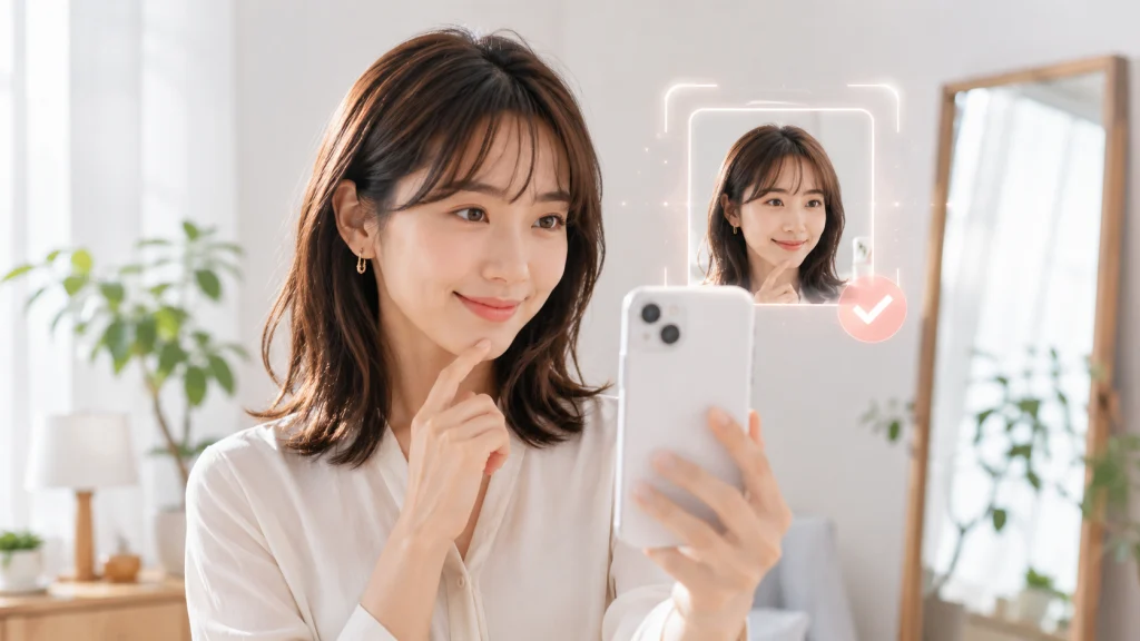 バチェラーデートの審査用プロフィール写真を撮影する女性